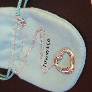 Authentic Sterling Silver Tiffany & Co. Elsa Peretti Open Loving Heart Necklace